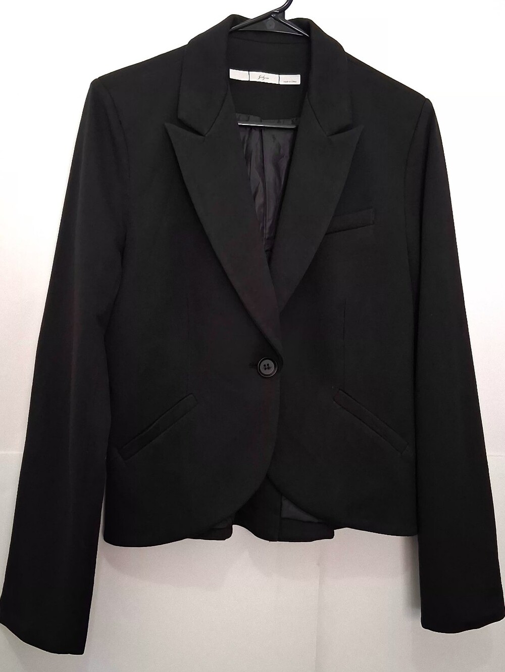 GIBSON Black Tailored Single-Button Women's Blazer Size Large Real Fit S/M